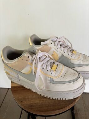 Nike Air Force 1 Low in Cream, Pale Yellow & Light Gray